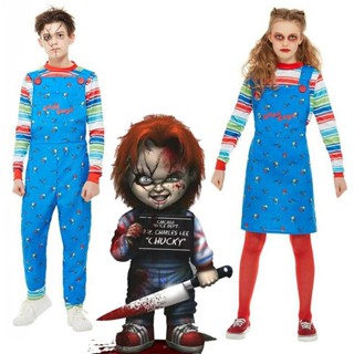 เด็กเล่นได้รับอนุญาตเครื่องแต่งกาย Chucky ฮาโลวีนเด็กชายหญิงชุดแฟนซีชุดเครื่องแต่งกายสูท