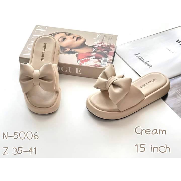 รองเท้าแตะโฟม-หนัาโบว์-แบรนด์niwa-shoes-รุ่น-n-5006ส้นสูง1-5-นิ้วค่ะ