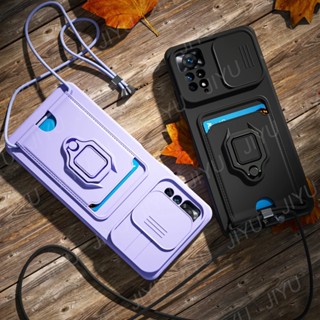 เคสโทรศัพท์มือถือนิ่ม พร้อมช่องใส่บัตร และสายคล้อง สําหรับ Xiaomi Redmi Note 11S 11 10S 10 Pro Redmi 10C 10A 2022