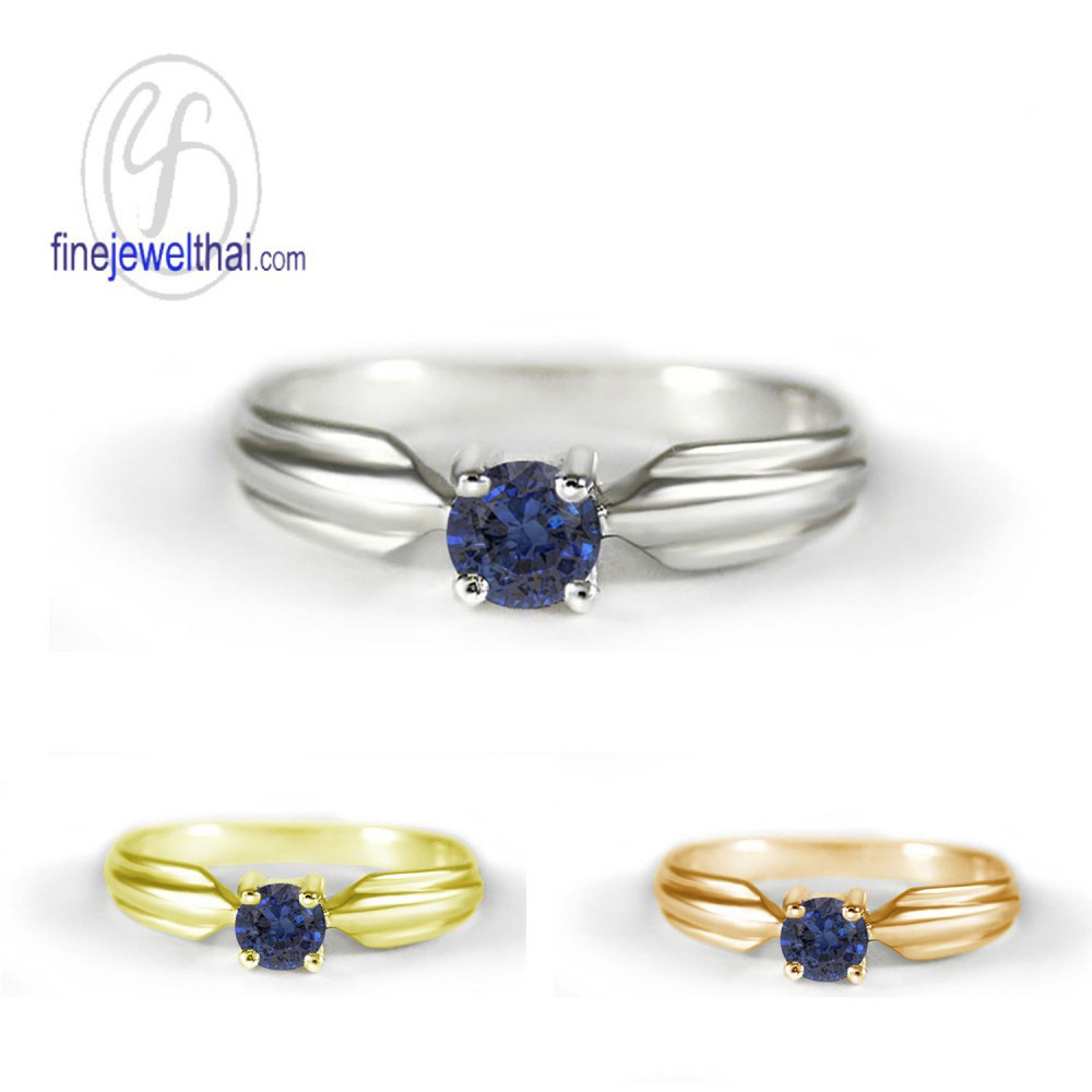 finejewelthai-แหวนไพลิน-ไพลิน-แหวนเงินแท้-แหวนพลอย-blue-sapphire-silver-ring-r1233bl-เลือกสีตัวเรือนได้
