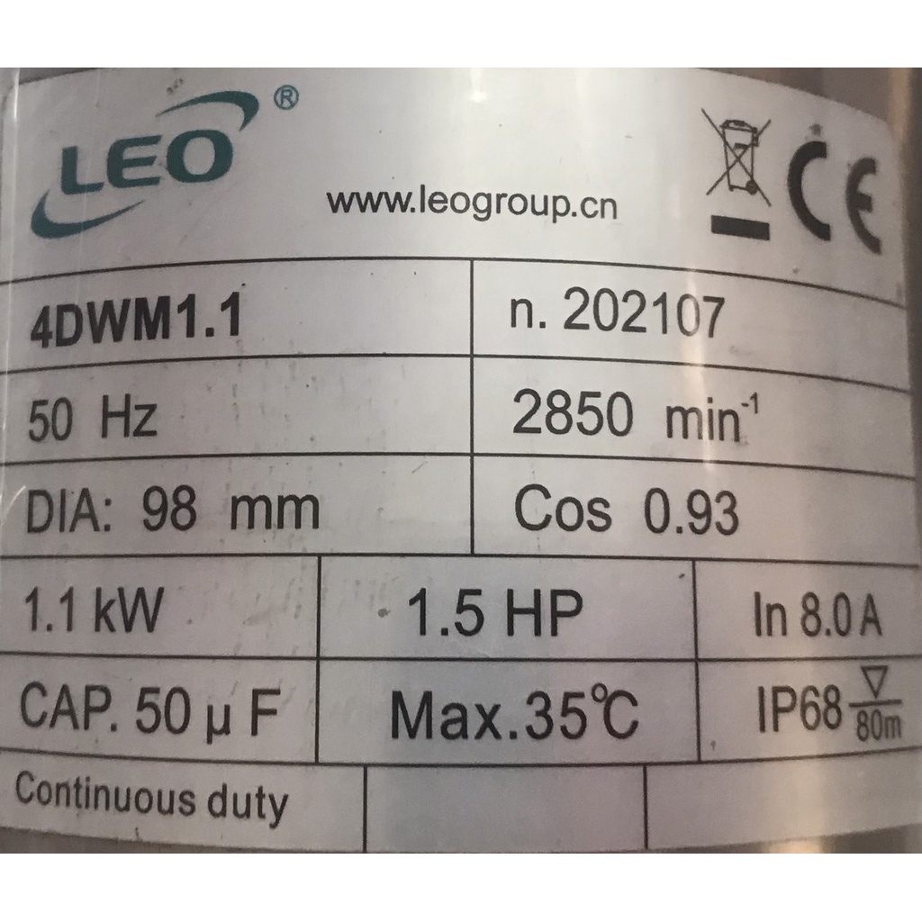 ปั๊มน้ำบาดาลleo-1-5hp-11ใบพัด-ท่อ2นิ้ว-head-77m-บ่อ4นิ้ว-พร้อมกล่องและฝาบ่อ-ไม่รวมสายไฟ