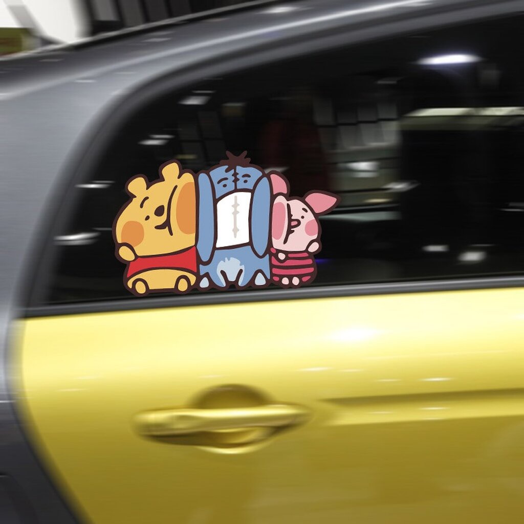 สติ๊กเกอร์-ติดรถ-pooh-หมีพูห์-อียอร์-พิกเล็ต-แก้มชนกัน-อันเล็ก-car-decal-sticker