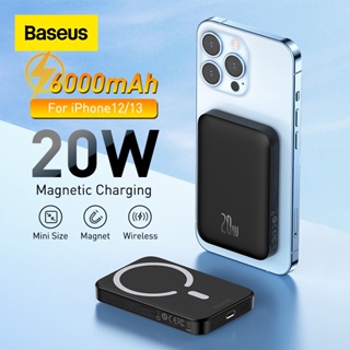 Baseus พาวเวอร์แบงก์แม่เหล็กไร้สาย 6000mAh แบบพกพา ชาร์จเร็ว สําหรับ iPhone 12 13