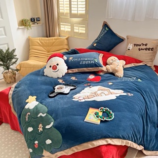 🎄เก็บโค้ดหน้าร้าน🎄[PRE-ORDER] เซ็ตผ้าปูที่นอน Christmas Collection ผ้ากำมะหยี่่  #0982