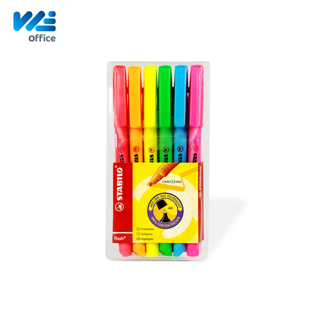 Stabilo (สตาบิโล) Stabilo Flash ปากกาไฮไลท์ Highlighter (แพ็ค 6 ชิ้น ...