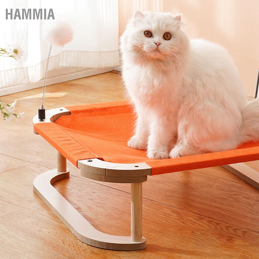 bhammia-เปลเตียงนอน-ยกสูง-ระบายอากาศ-กันรอยขีดข่วน-ขนาดใหญ่-พร้อมลูกบอล-สําหรับสัตว์เลี้ยง-แมว