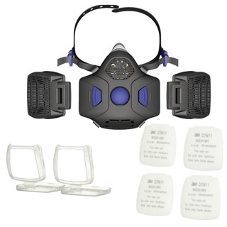 หน้ากากตลับกรองคู่ 3M HF-802SD HF-803SD Half Face Mask ฝาครอบ D701x2, แผ่นกรอง D7N11 x4, ตลับกรอง D8001