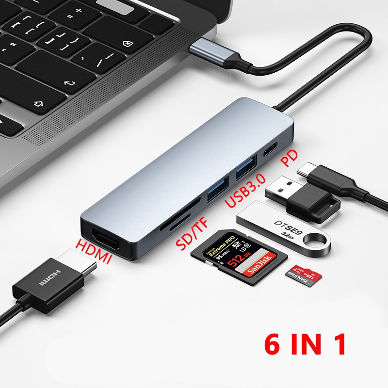 chilison-6-in-1-อะแดปเตอร์ฮับ-ฮับ-usb-hub-type-c-to-usb-3-0-hdmi-rj-45-สําหรับ