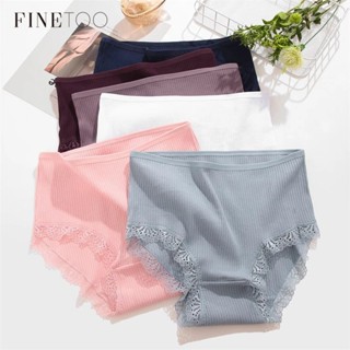 Finetoo กางเกงชั้นใน ผ้าฝ้าย 100% เอวสูง เซ็กซี่ ใส่สบาย พลัสไซซ์ L-3XL สําหรับผู้หญิง