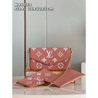 พรี​ ราคา5500 Lv Louis Vuitton Pochette felicie M81759 หนังวัว กระเป๋าโซ่ กระเป๋าสะพายไหล่ กระเป๋าสะพาย21*12*3cm