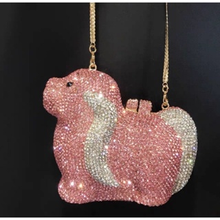 Pink Purse Handmade Crystal Clutch Animal Shapes Evening Party Bags Rhinestones Handbags กระเป๋าออกงาน คลัทช์ ของขวัญ
