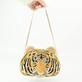 Tiger Head Evening Bag Crystal Rhinestone Full Diamond Clutch Purse Diamond Evening Purse กระเป๋า คลัทช์ ของขวัญ ปีขาล