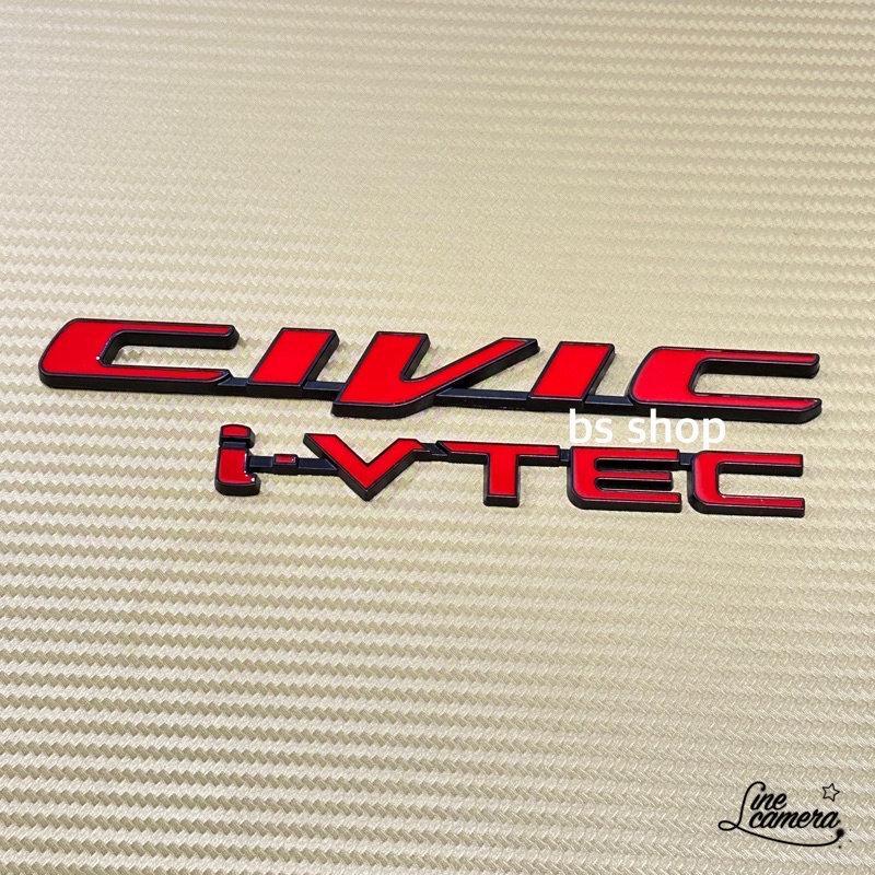 โลโก้-civic-i-vtec-รุ่น-fb-สีแดงขอบดำ-ชิ้นงานโลหะ-ราคาต่อคู่-2-ชิ้น