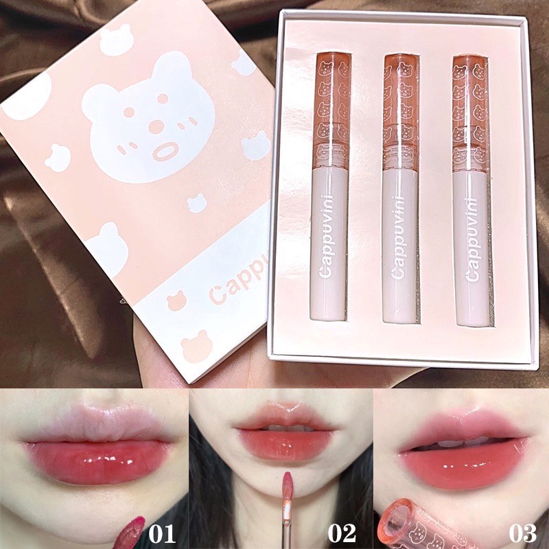 lip-cappuvini-ลิปสติก-ลิปกลอส-เคลือบริมฝีปาก-สีนู้ด-ธรรมชาติ-สไตล์เกาหลี-สําหรับนักเรียน-3-ชิ้น-ต่อชุด