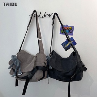 TAIDU ผ้าใบผู้ชายวินเทจลำลองกระเป๋าสะพายข้างผู้ชายผ้าใบขนาดเล็กกระเป๋าเดินทางหนึ่งไหล่ชั้นนักเรียนผ้าout