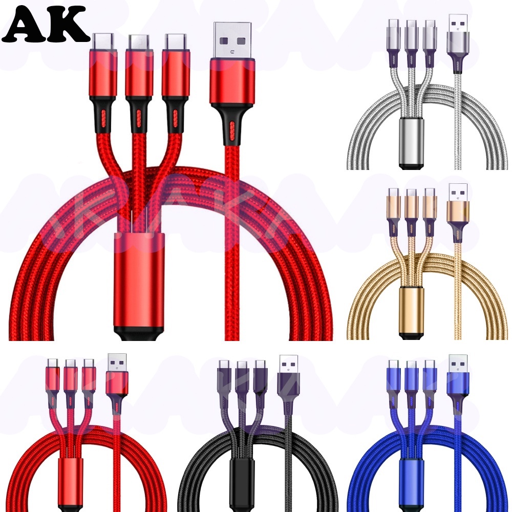 3in1-ชนิดชาร์จเร็วสายชาร์จ-บบหลายหัวสายชาร์จ-5a-อุปกรณ์ชาร์จ-สายถักไนล่อนส-usb-ายชาร์จ