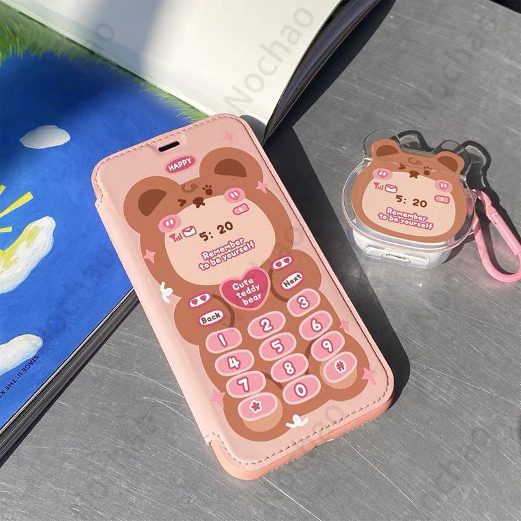 เคสโทรศัพท์มือถือ-ฝาพับ-กันกระแทก-ลายหมี-สําหรับ-iphone1-14pro-max-13-12-11-13-11-12promax-7-8