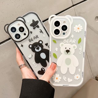 ❤️❤️หมีน่ารักใสภาพวาดเคสโทรศัพท์ซิลิโคนหรือ iPhone 14 14Plus 14Pro 11 11 12 13 Pro Max Iphone11 เคสโทรศัพท์คู่รักแบบนุ่ม