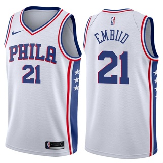 เสื้อกีฬาบาสเก็ตบอล ลายทีมชาติฟิลาเดลเฟีย 76ers Phila NBA 5 สี #เสื้อกีฬาบาสเก็ตบอล ปักลายหมายเลข 21 สําหรับผู้ชาย 21