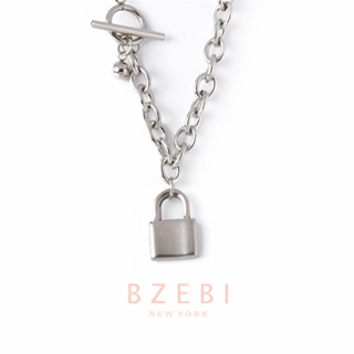 BZEBI สร้อยคอ โซ่เงิน สไตล์เกาหลี สแตนเลส แฟชั่น เท่ๆ ทองคำแท้ ผู้หญิง necklace สไตล์มินิมอล 18K เครื่องประดับ สำหรับผู้หญิง 135n