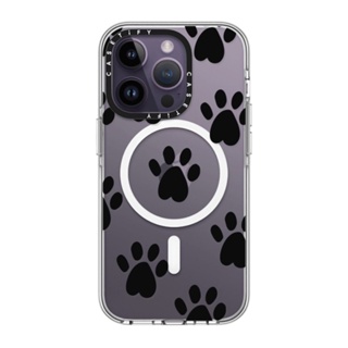 CASETiFY Cute black dog cat pet paw illustration pattern 14 Pro Clear Case สี: Clear [14Pสินค้าพร้อมส่ง]