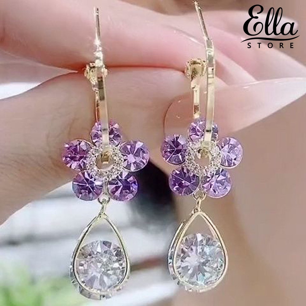 ellastore123-ต่างหู-รูปหยดน้ํา-ดอกทานตะวัน-ใบไม้ห้าแฉก-1-คู่