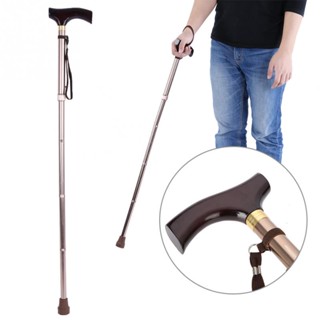 Folding Wooden Handle Cane Portable Anti-shock Elder Guide Walking Stick for Blind People Guide Walking Stick Bronze 84-