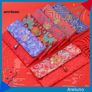 Areluno กระเป๋าเงินนําโชค สไตล์จีน ลายดอกไม้ สีแดง ซองจดหมาย กระเป๋าปีใหม่