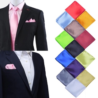 ภาพขนาดย่อของภาพหน้าปกสินค้าผ้าเช็คหน้า Satin Handkerchief For Men Candy Color Mens Suits Pocket Square Business Chest Towel Hanky Suit Napkin Solid จากร้าน magicsoft บน Shopee