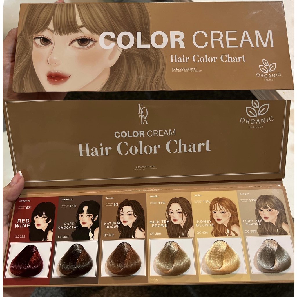 1กล่อง-มี6สีให้เลือก-kota-color-cream-hair-chart-สีย้อมผมออแกนิค-สีย้อมผม-ยาย้อมผม-ออแกนิค-kotacosmetics-โคตา-โคตะ