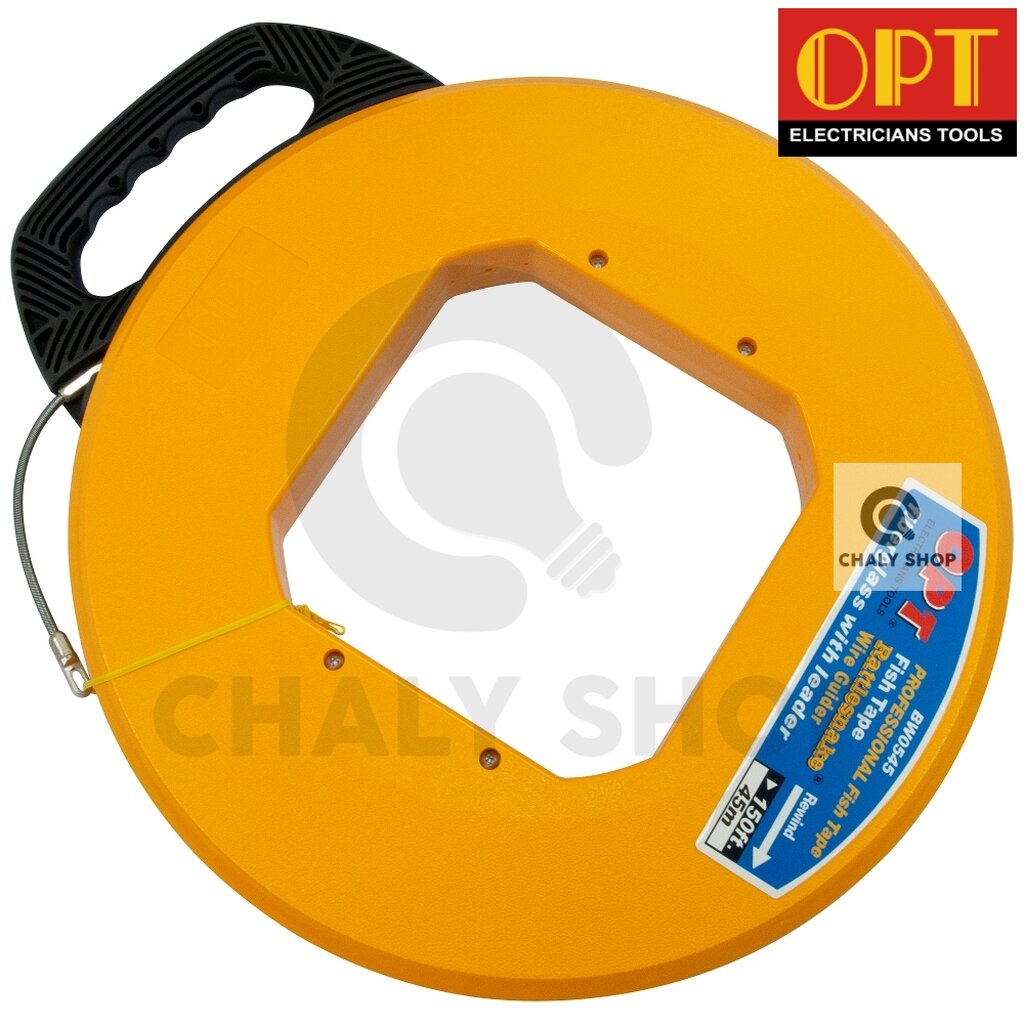 opt-bw0545-ฟิชเทปหุ้ม-ฟิชเทปพร้อมตลับ-fish-tape-ลวดนำสายไฟ-ความยาว-45-เมตร