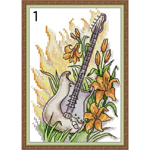 ชุดปักครอสติช-เครื่องดนตรี-อุปกรณ์ดนตรี-ดนตรี-music-instruments-cross-stitch-kit