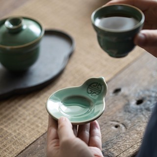 Yue Kiln Celadon แผ่นรองแก้วชาเซรามิค ฉนวนกันความร้อน [A009]