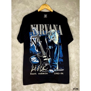 Nirvanaเสื้อยืดสีดำสกรีนลายFC96