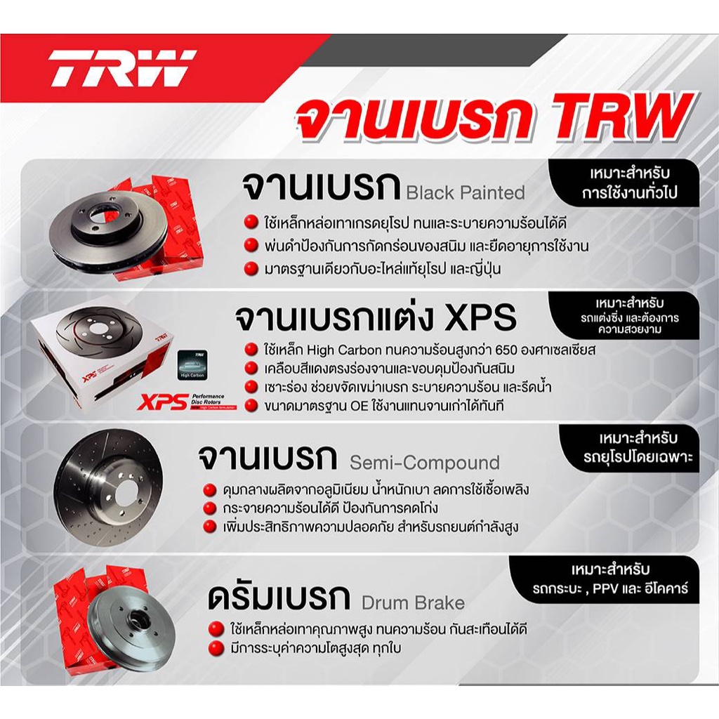 จานเบรค-trw-รุ่น-honda-accord-ปี03-07ปลาวาฬ-จานเบรคหน้า-จานเบรคหลัง-โปรส่งฟรี