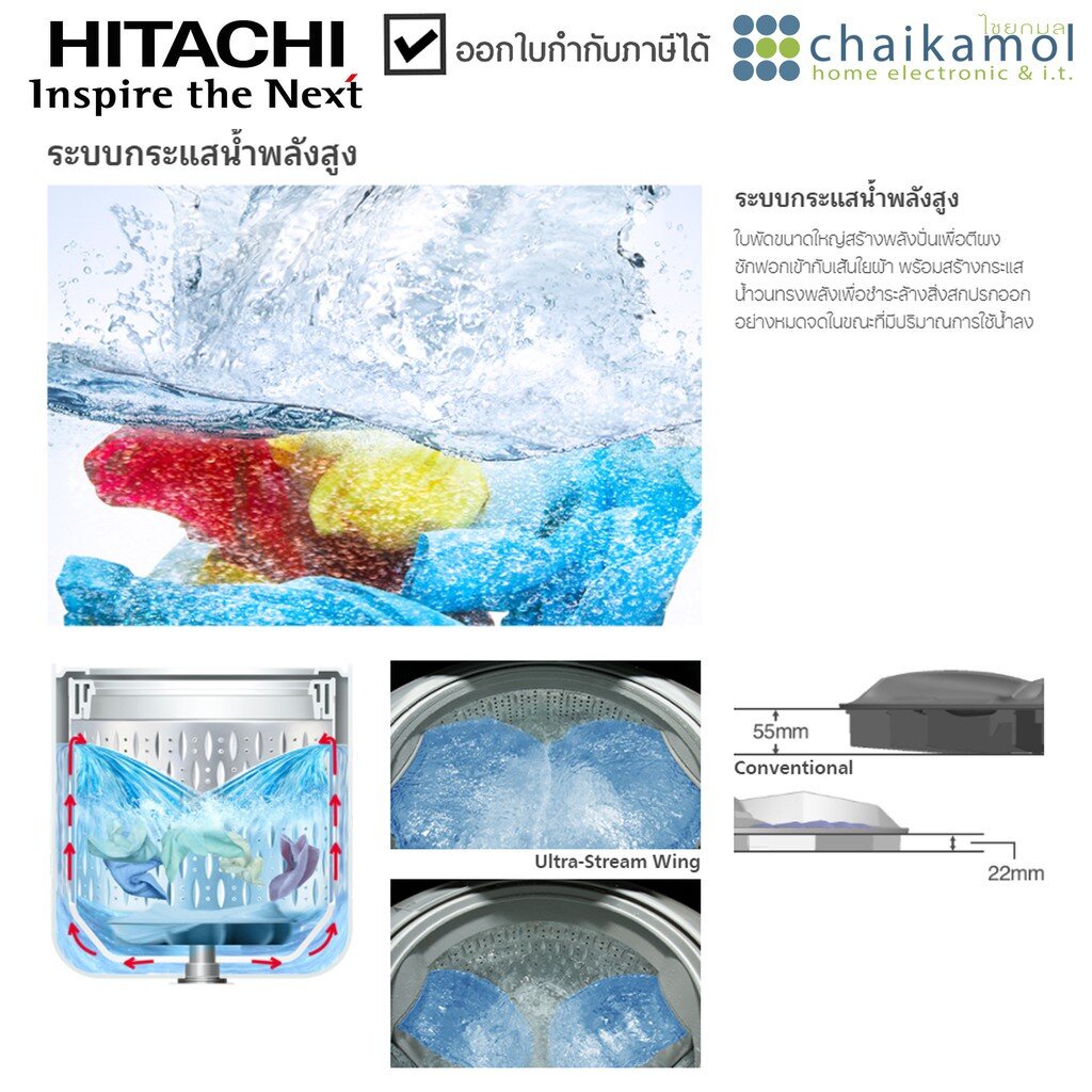 hitachi-เครื่องซักผ้าฝาบน-13-kg-รุ่น-sf-130tcv-เครื่องซักผ้า-อัตโนมัติ-13-กก