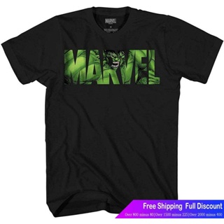 Marvelเสื้อยืดแขนสั้น Marvel Logo Hulk Avengers Super Hero Adult Tee Graphic T-Shirt For Men Tshirt Clothing Marvel Popu