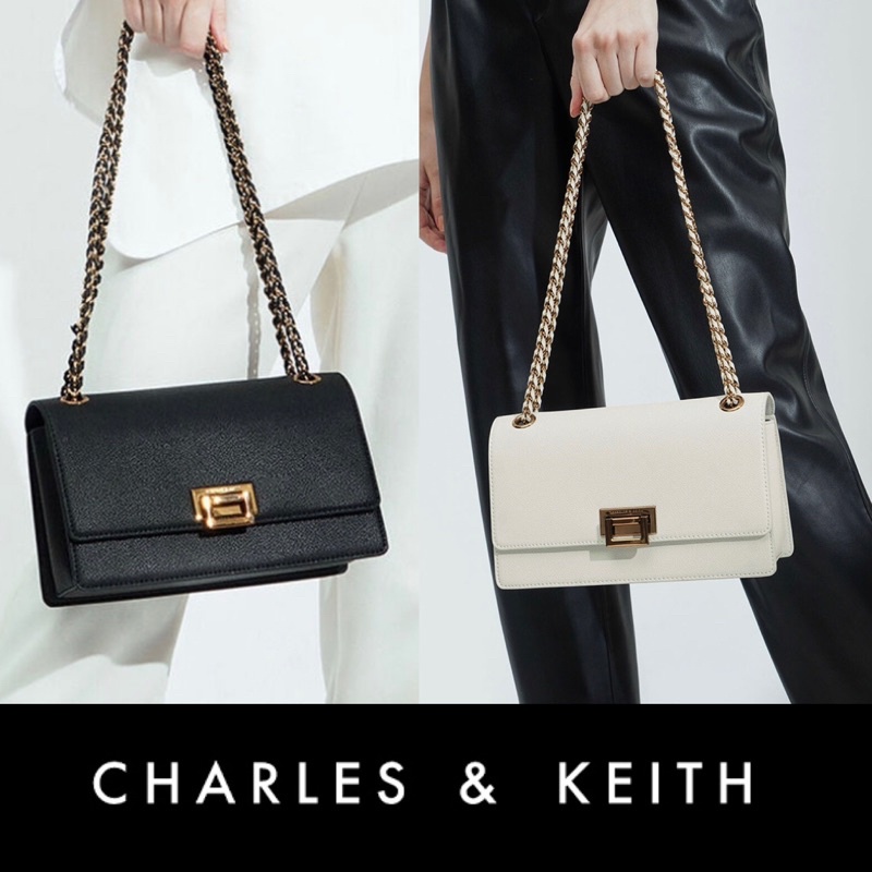 Chain & strap deals push lock shoulder bag