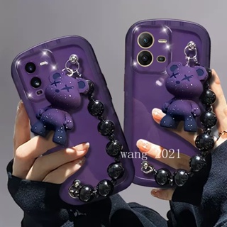 [Ready Stock] Phone Case VIVO V25e V25 Pro Y35 V23 V23e 4G 5G 2022 เคส Fashion Hot Selling Affordable Purple Bear Bracelet Casing Lens Protection Solid Color Transparent Soft Case เคสโทรศัพท