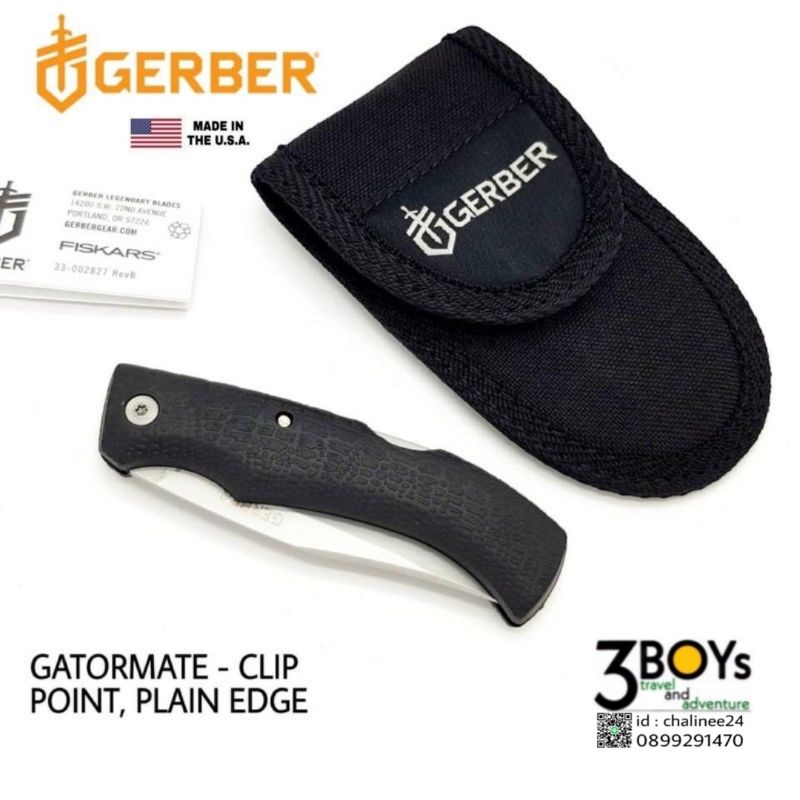 มีดgerber-รุ่นgatormate-clip-pointมีดรุ่นเล็กสุดของรหัส-gator-ด้ามลายหนังจระเข้-พร้อมซองไนล่อน-ผลิต-usa-เลิกผลิตแล้ว