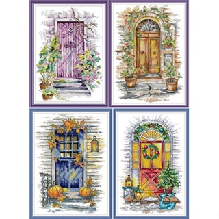 ชุดปักครอสติช วิว สวนดอกไม้ ประตู ฤดูกาล (Door of season Cross stitch kit)