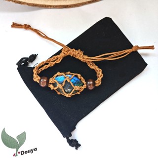 สร้อยข้อมือถัก Labradorite | สร้อยข้อมือเชือกปรับได้สายไฟตกแต่งศิลปะ, จี้ DIY ทําด้วยมือทอสุทธิเครื่องประดับหัตถกรรม