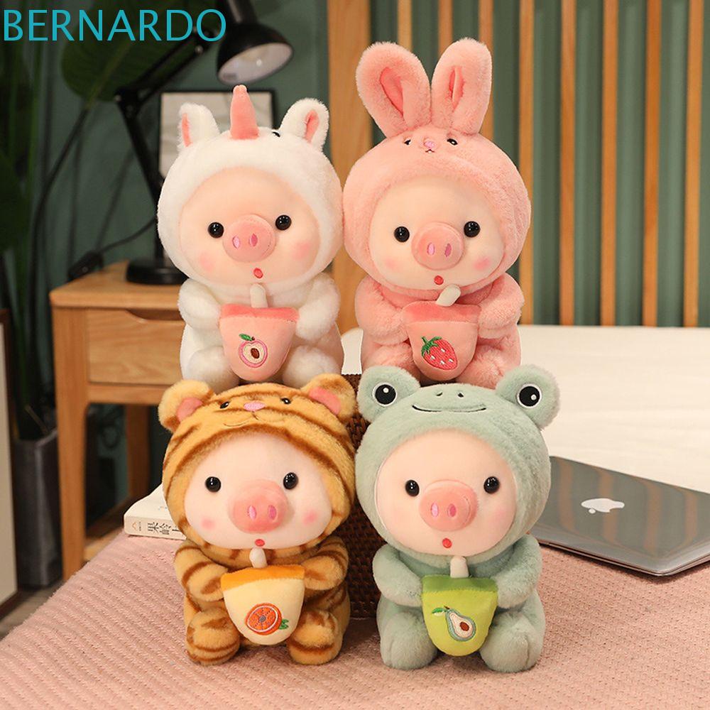 bernardo-หมอนตุ๊กตานุ่ม-รูปการ์ตูนหมูดื่มชานมไข่มุก-เหมาะกับของขวัญ-สําหรับตกแต่งห้องเด็ก