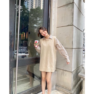 สินค้า chuuchop_พร้อมส่ง✨☃️🎄☕️Coffee shirt&Latte dress เสื้อเชิ้ตแขนยาวและเดรสไหมพรมสีน้ำตาลเบจ(C7927)(C7928)