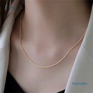 Fancyqube ใหม่ สร้อยคอโชคเกอร์ โซ่แบน แวววาว เครื่องประดับแฟชั่น ของขวัญ สําหรับผู้หญิง งานแต่งงาน