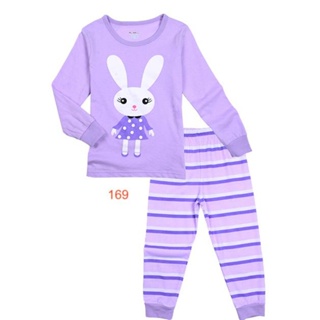 MAG-169-MAG ชุดนอนเด็กหญิง แนวเข้ารูป Slim Fit ผ้า Cotton 100% เนื้อบาง สีม่วง ลายกระต่าย