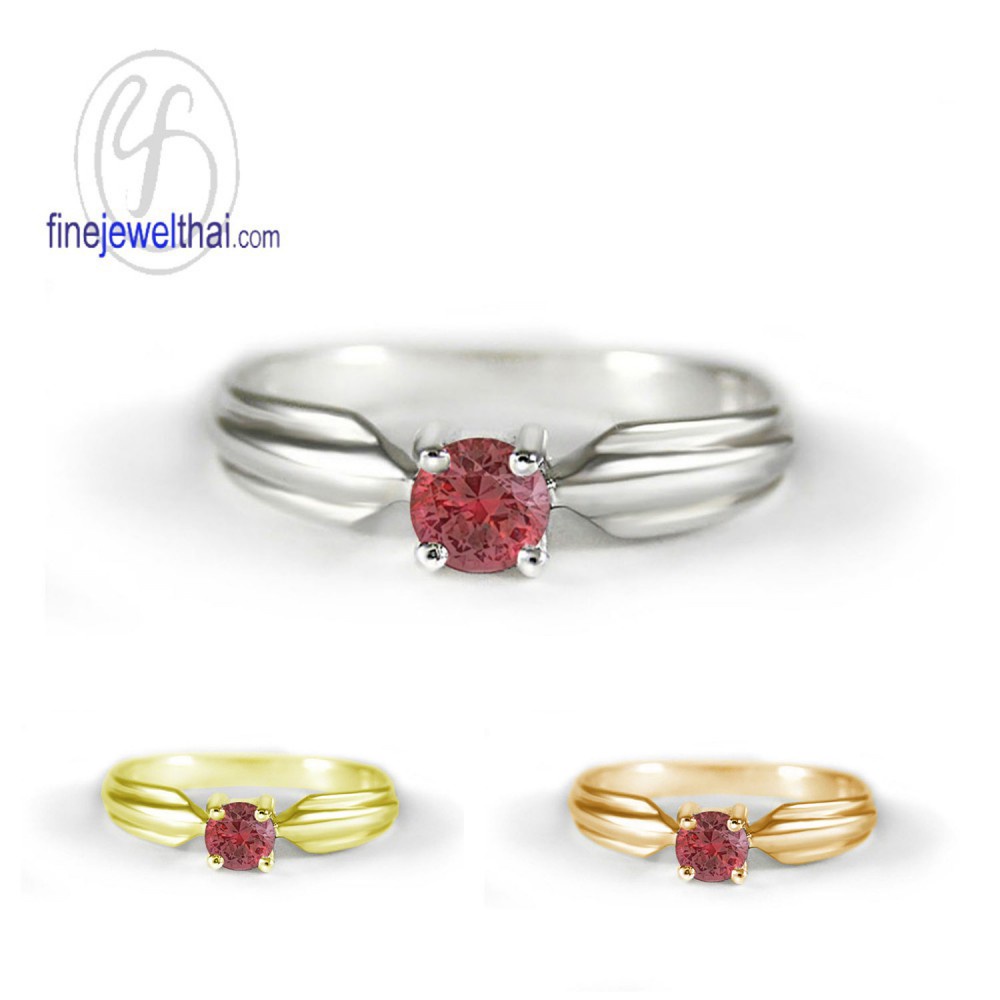 finejewelthai-แหวนทับทิม-แหวนเงินแท้-แหวนพลอย-พลอยประจำเดือนเกิด-ruby-silver-ring-r1233rb-เลือกสีตัวเรือนได้