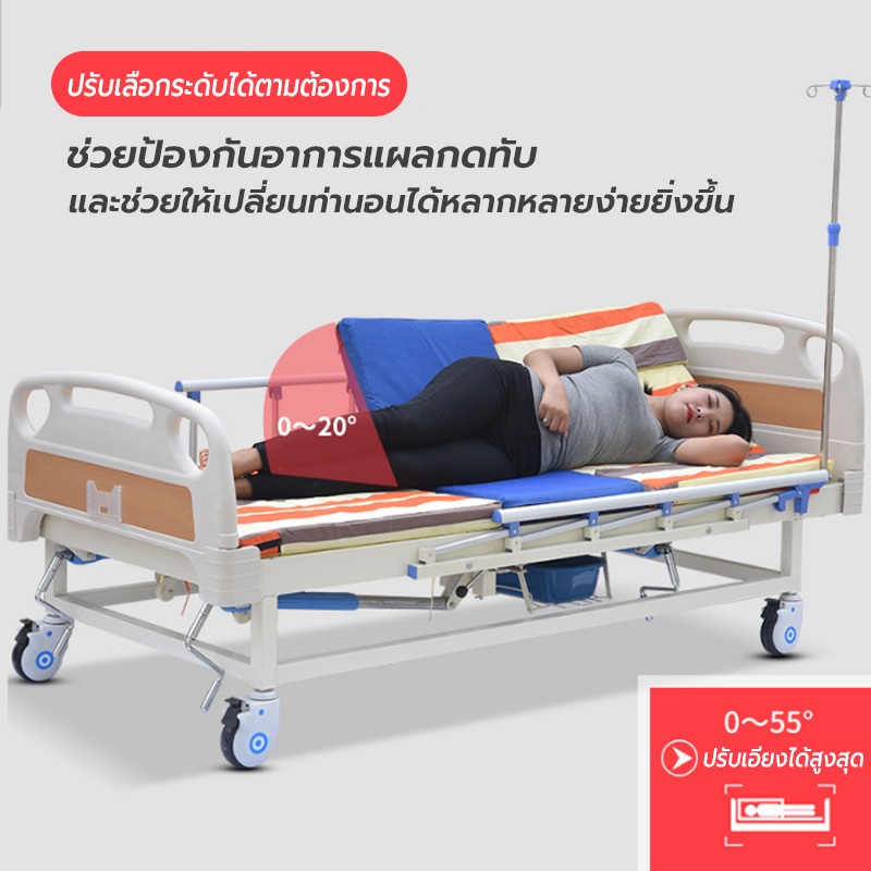 เตียงผู้ป่วย-แถมฟรีเบาะรองเตียง-สำหรับผู้สูงอายุ-ผู้ป่วย-ผู้พิการ-แบบมือหมุน-ขอบกั้นเตียง-โครงสร้างแข็งแรง-มีเสาน้ำเกลือ