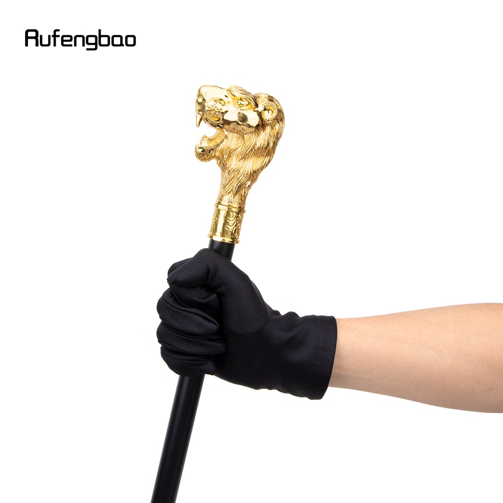 gold-lion-head-with-mustache-walking-stick-with-hidden-plate-self-defense-fashion-cane-plate-cosplay-crosier-stick-93cm