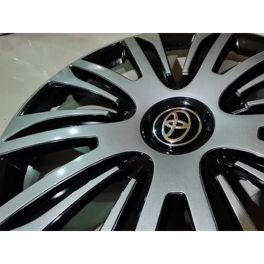 wheel-cover-ฝาครอบกระทะล้อ-ขอบ-r-14-นิ้ว-มีดุม-toyota-ดำเงิน-wc83-1-ชุด-มี-4-ฝา-มาร้านนี่จบในที่เดียว